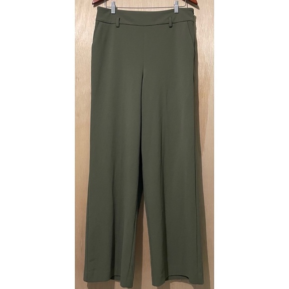 Calvin Klein High Waist Wide Leg Pants Caper Green 8 Stretch - Picture 1 of 10